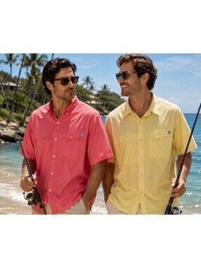 2 HUK Men’s Performance Fishing Tide Point Short Sleeve Shirt Set Of 2